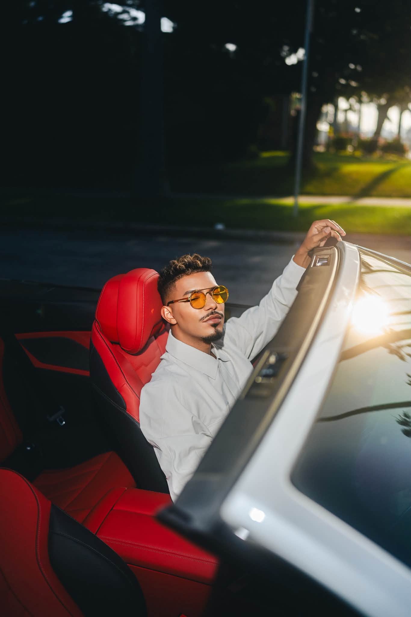 Daytime portrait in a convertible